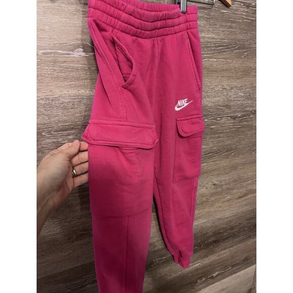 Nike Kids Girls Pink Fleece Cargo Joggers Pants SIze Small 4-5 Yrs Barbie - Picture 4 of 10
